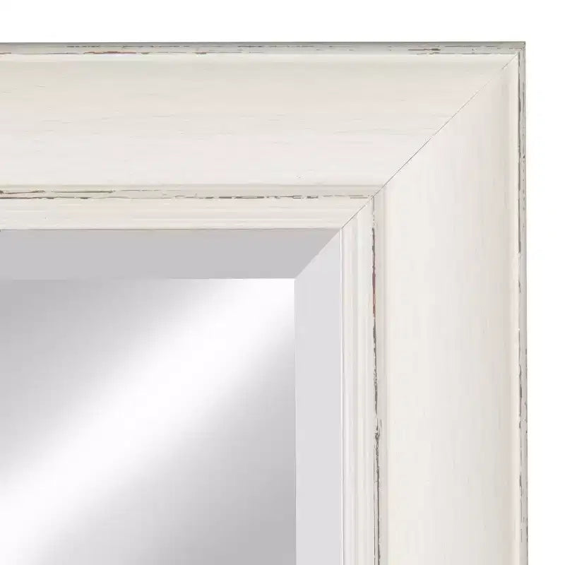 Miroir mural à panneau, rectangulaire, simple, encadré, blanc antique