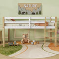MAYEERTY Rubber Woood Loft Bed with Safety Ladder Multicolored