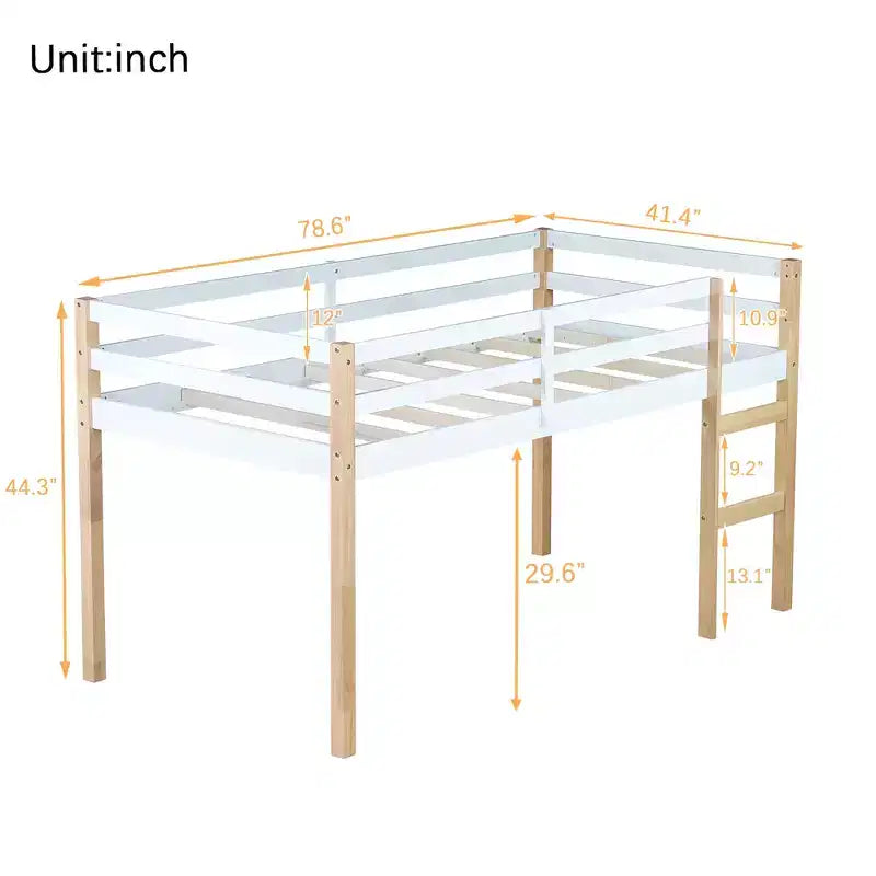 Lit mezzanine jumeau multicolore avec échelle de sécurité, simple