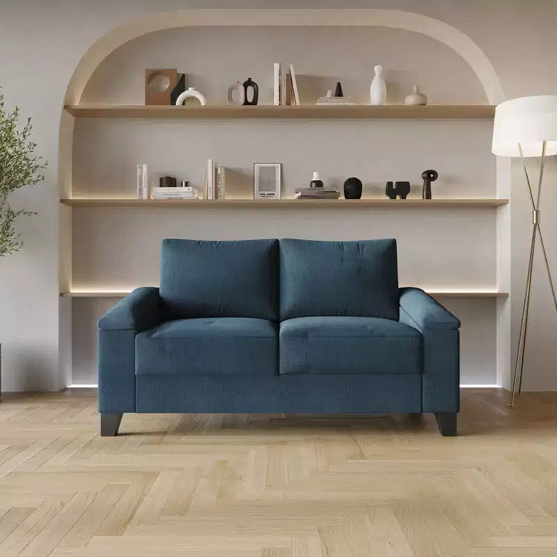 Canapé deux places en lin beige / bleu / beige foncé / gris / bleu clair