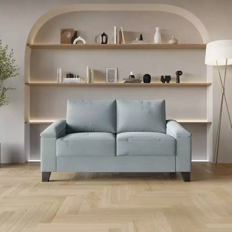 Canapé deux places en lin beige / bleu / beige foncé / gris / bleu clair
