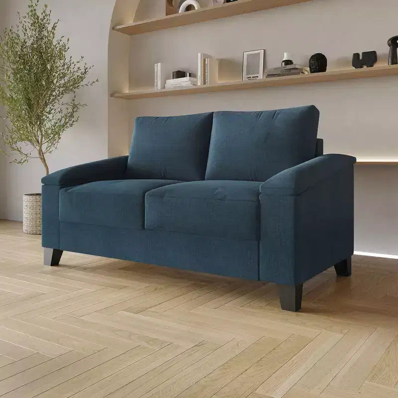 Canapé deux places en lin beige / bleu / beige foncé / gris / bleu clair