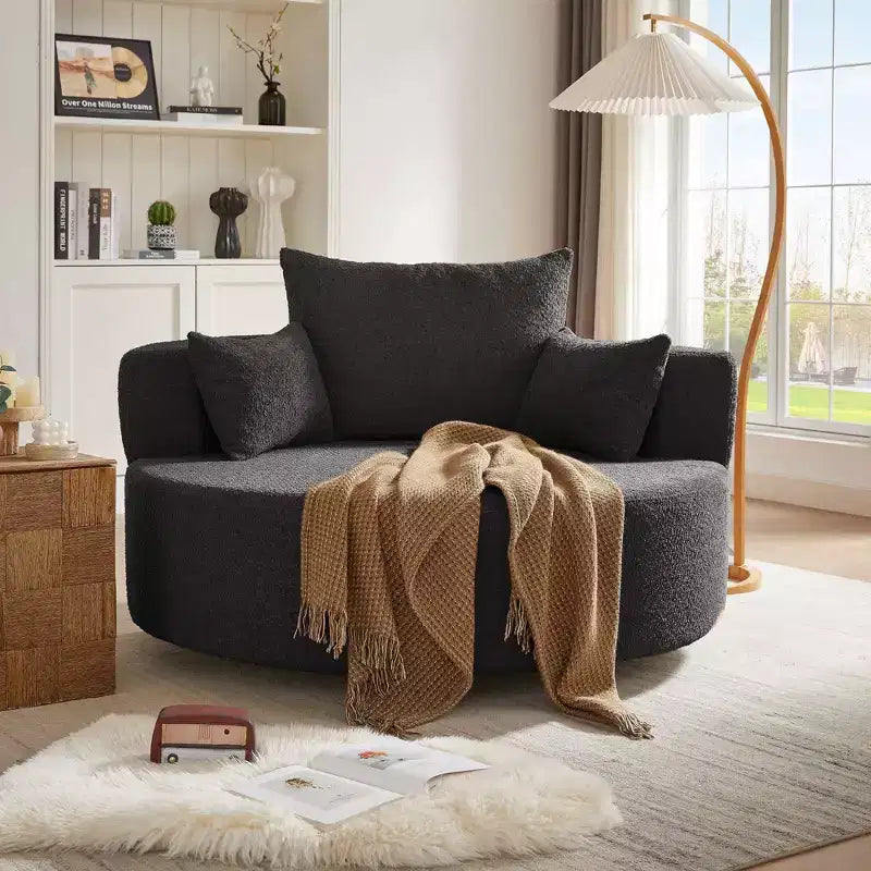 Fauteuil pivotant 1 place de style tonneau Vert / Gris / Beige / Noir / Rouge