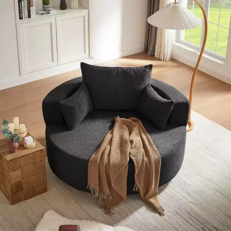 Fauteuil pivotant 1 place de style tonneau Vert / Gris / Beige / Noir / Rouge