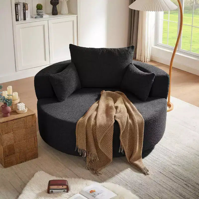 Fauteuil pivotant 1 place de style tonneau Vert / Gris / Beige / Noir / Rouge