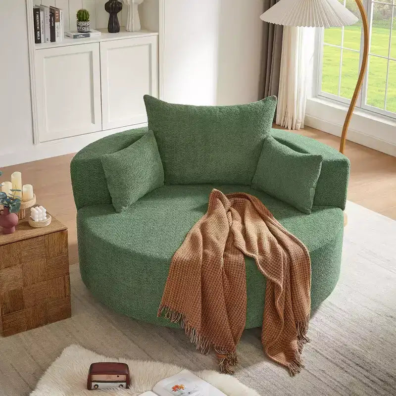 Fauteuil pivotant 1 place de style tonneau Vert / Gris / Beige / Noir / Rouge