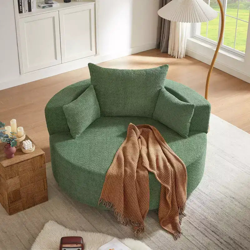 Fauteuil pivotant 1 place de style tonneau Vert / Gris / Beige / Noir / Rouge