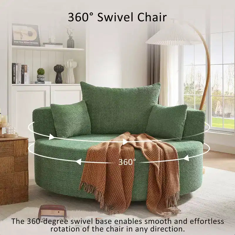 Fauteuil pivotant 1 place de style tonneau Vert / Gris / Beige / Noir / Rouge