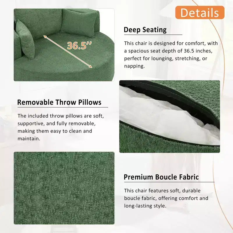 Fauteuil pivotant 1 place de style tonneau Vert / Gris / Beige / Noir / Rouge