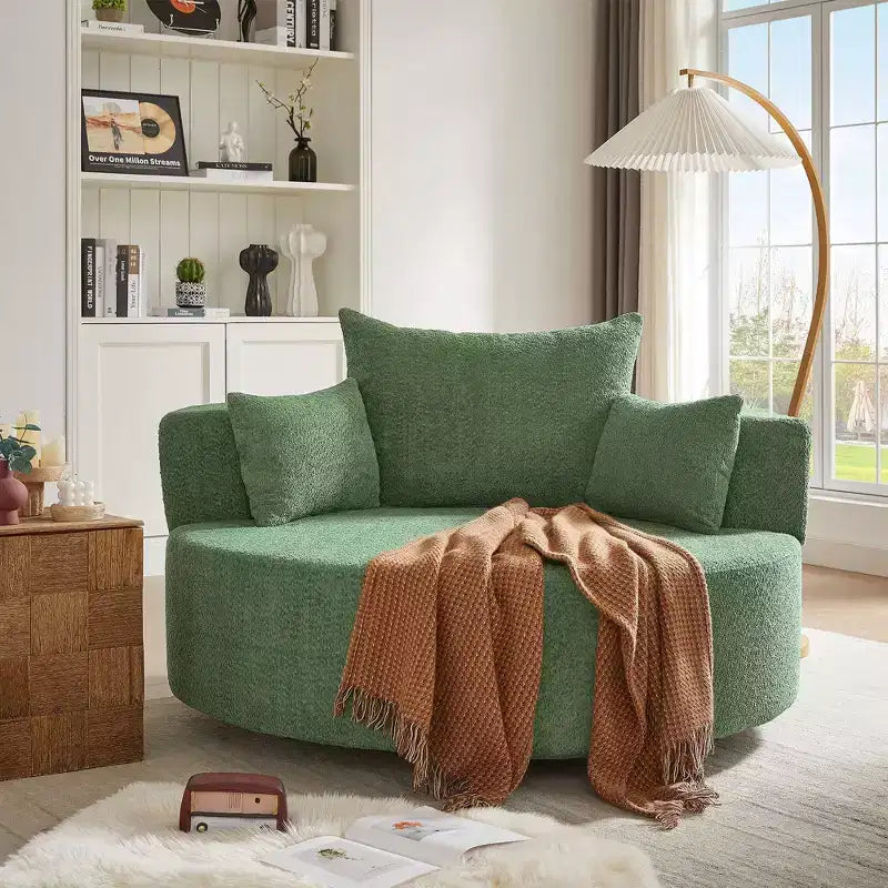 Fauteuil pivotant 1 place de style tonneau Vert / Gris / Beige / Noir / Rouge