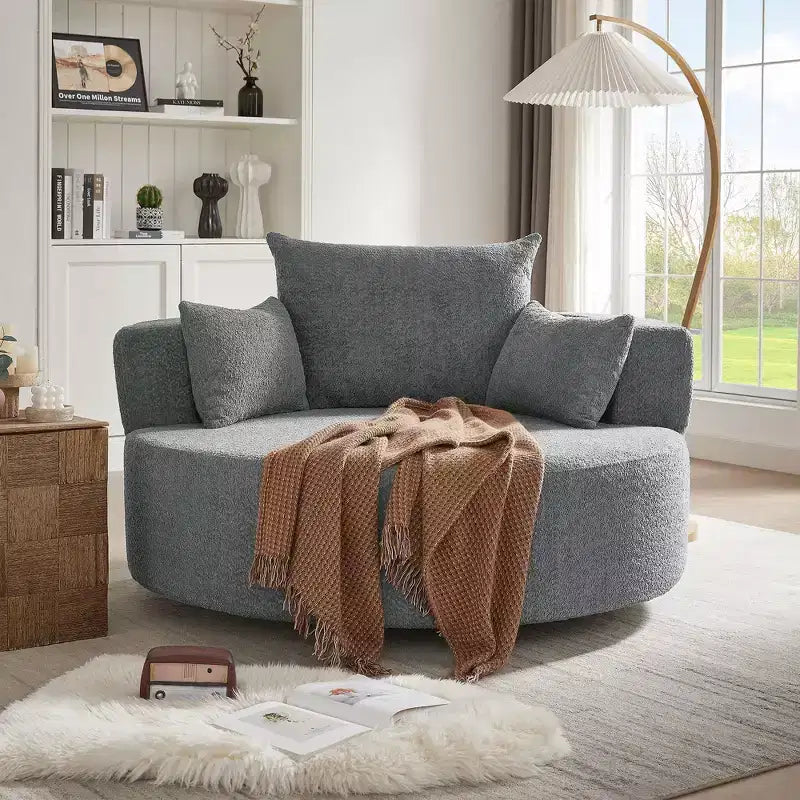 Fauteuil pivotant 1 place de style tonneau Vert / Gris / Beige / Noir / Rouge
