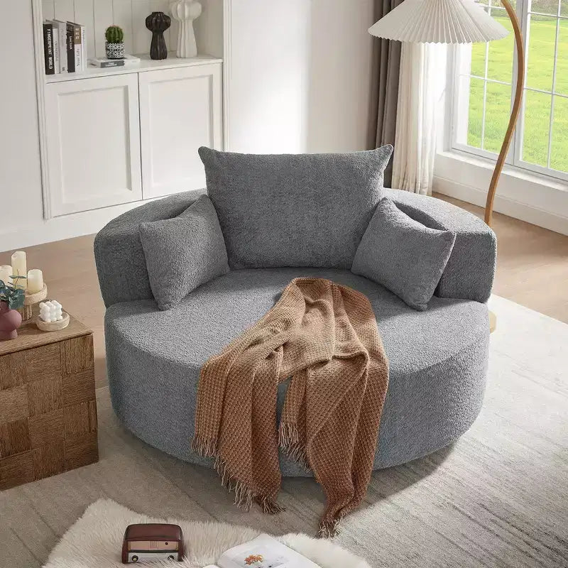 Fauteuil pivotant 1 place de style tonneau Vert / Gris / Beige / Noir / Rouge