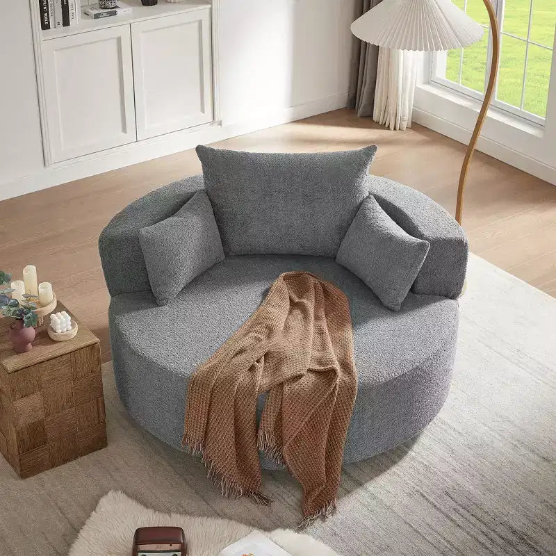 Fauteuil pivotant 1 place de style tonneau Vert / Gris / Beige / Noir / Rouge