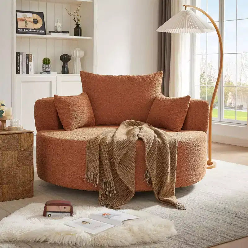 Fauteuil pivotant 1 place de style tonneau Vert / Gris / Beige / Noir / Rouge