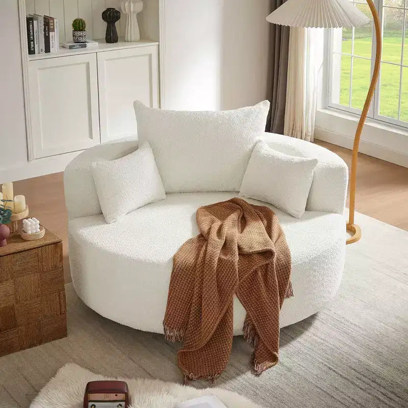 Fauteuil pivotant 1 place de style tonneau Vert / Gris / Beige / Noir / Rouge