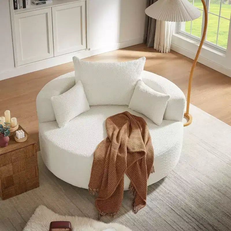 Fauteuil pivotant 1 place de style tonneau Vert / Gris / Beige / Noir / Rouge