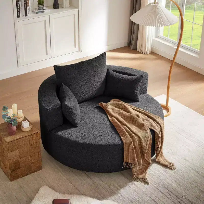 Fauteuil pivotant 1 place de style tonneau Vert / Gris / Beige / Noir / Rouge