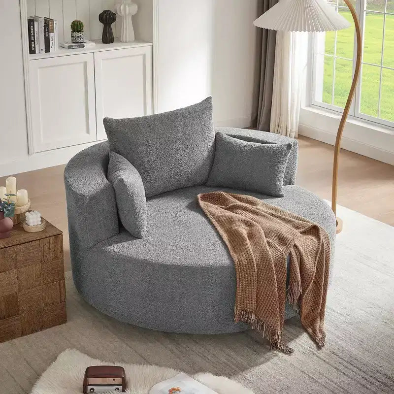 Fauteuil pivotant 1 place de style tonneau Vert / Gris / Beige / Noir / Rouge