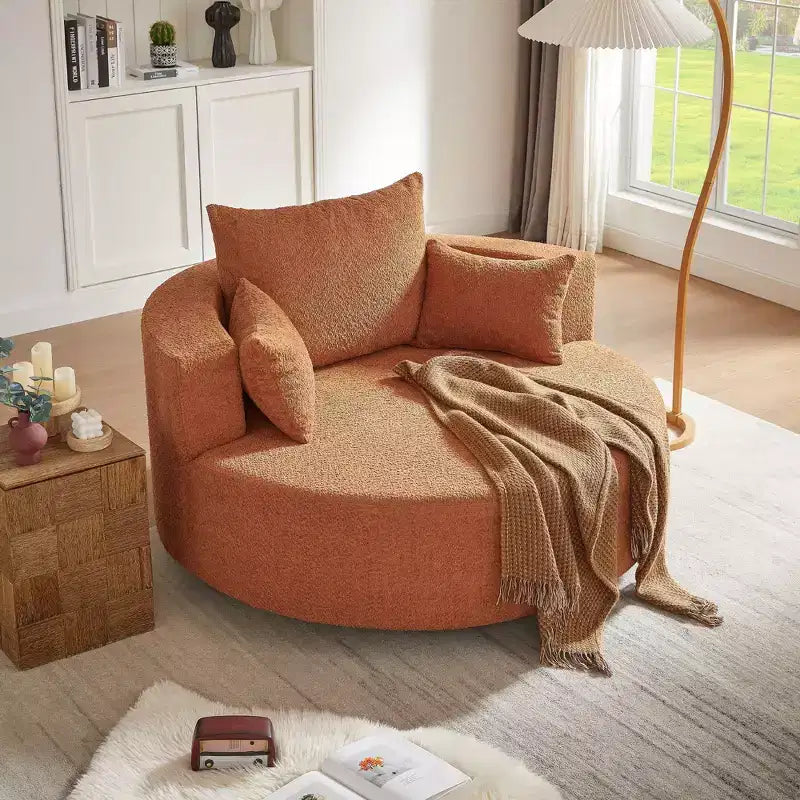 Fauteuil pivotant 1 place de style tonneau Vert / Gris / Beige / Noir / Rouge