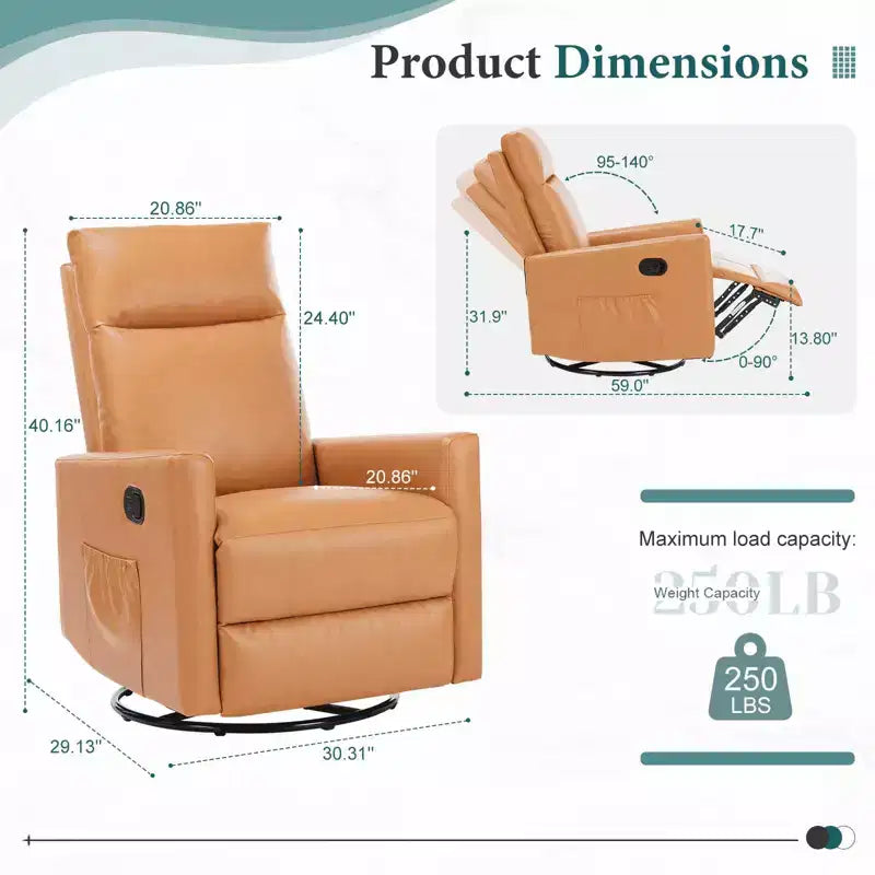 Fauteuil pivotant de couleur beige/noir/marron/gris avec coussin lombaire, une place
