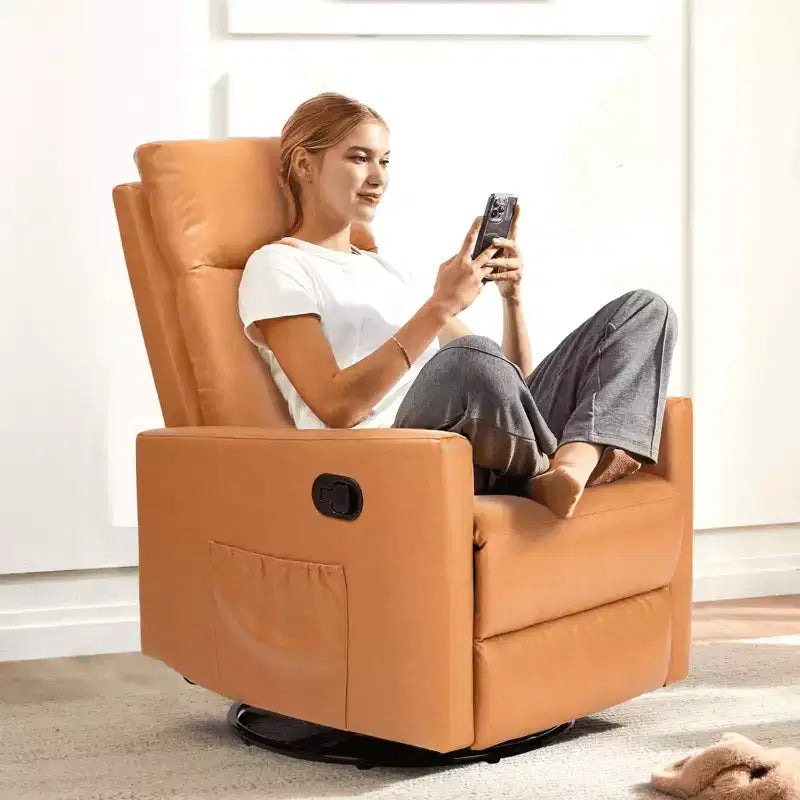 Fauteuil pivotant de couleur beige/noir/marron/gris avec coussin lombaire, une place