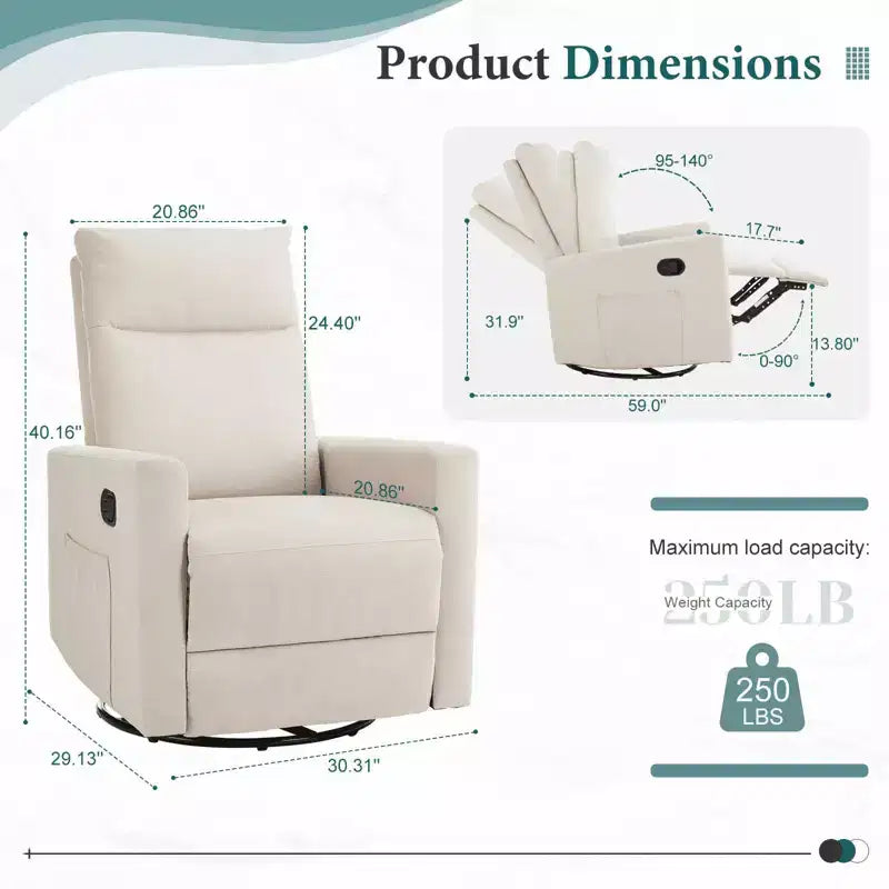 Fauteuil pivotant de couleur beige/noir/marron/gris avec coussin lombaire, une place