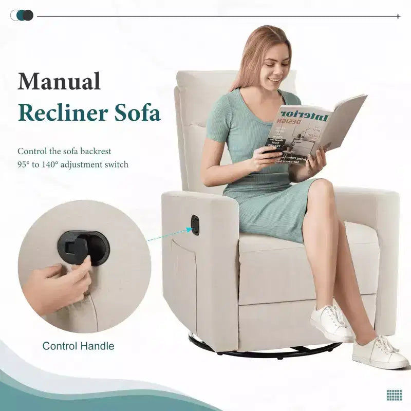Fauteuil pivotant de couleur beige/noir/marron/gris avec coussin lombaire, une place