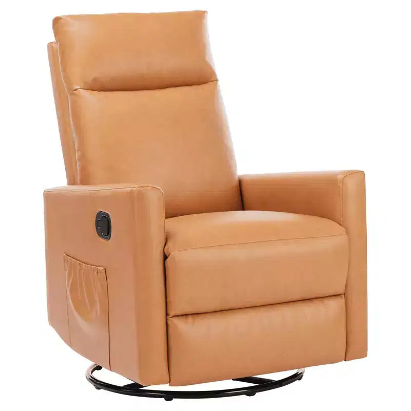 Fauteuil pivotant de couleur beige/noir/marron/gris avec coussin lombaire, une place