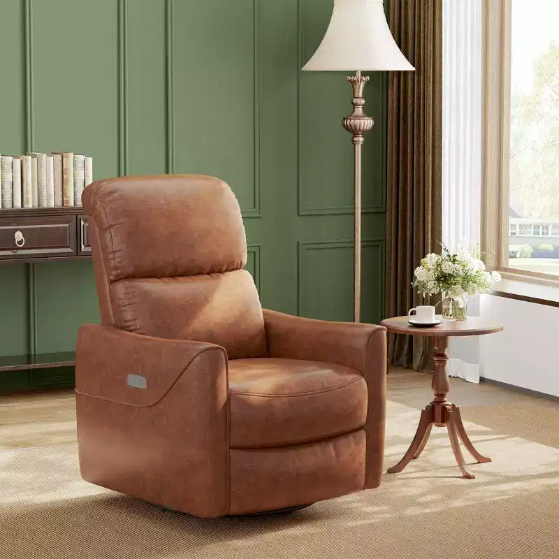 Fauteuil inclinable, pivotant et à bascule en similicuir, avec support lombaire, dossier haut, 1 place