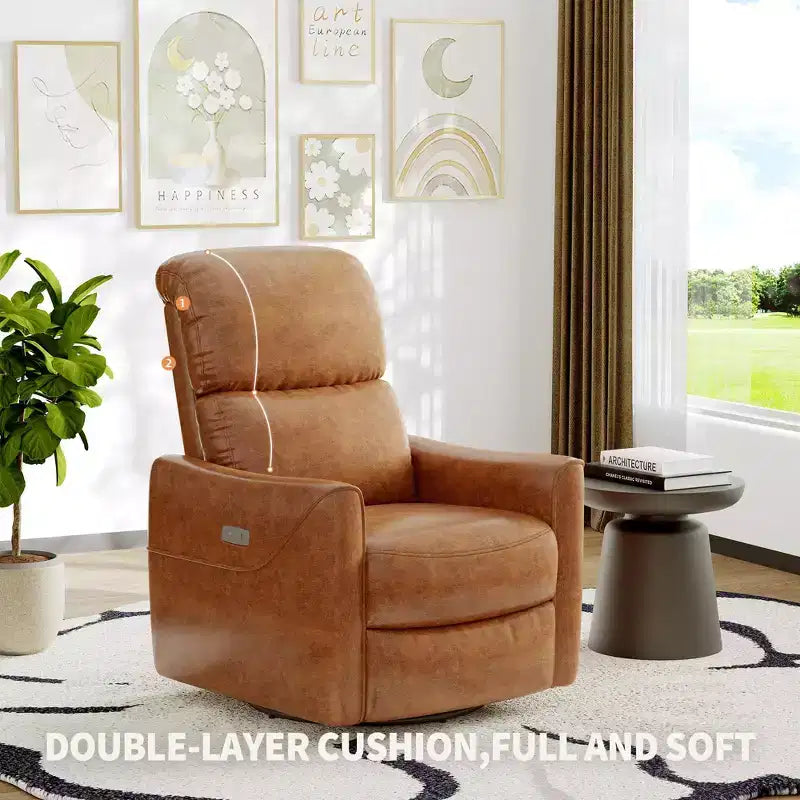 Fauteuil inclinable, pivotant et à bascule en similicuir, avec support lombaire, dossier haut, 1 place