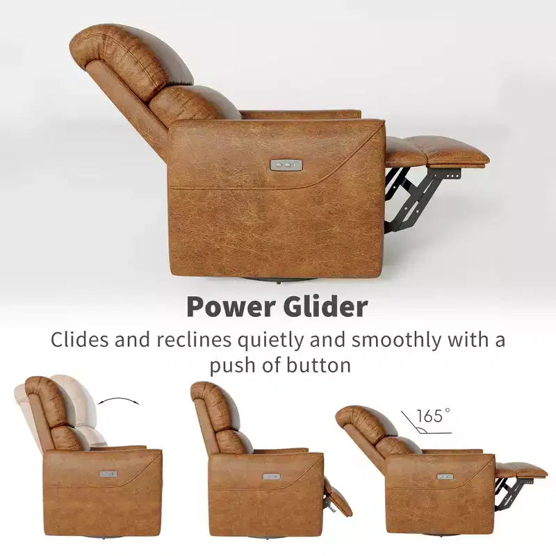 Fauteuil inclinable, pivotant et à bascule en similicuir, avec support lombaire, dossier haut, 1 place