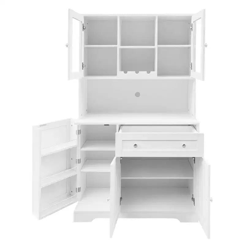 Armoire de cuisine autoportante en bois blanc avec tiroir, 5 portes, 172,5 cm