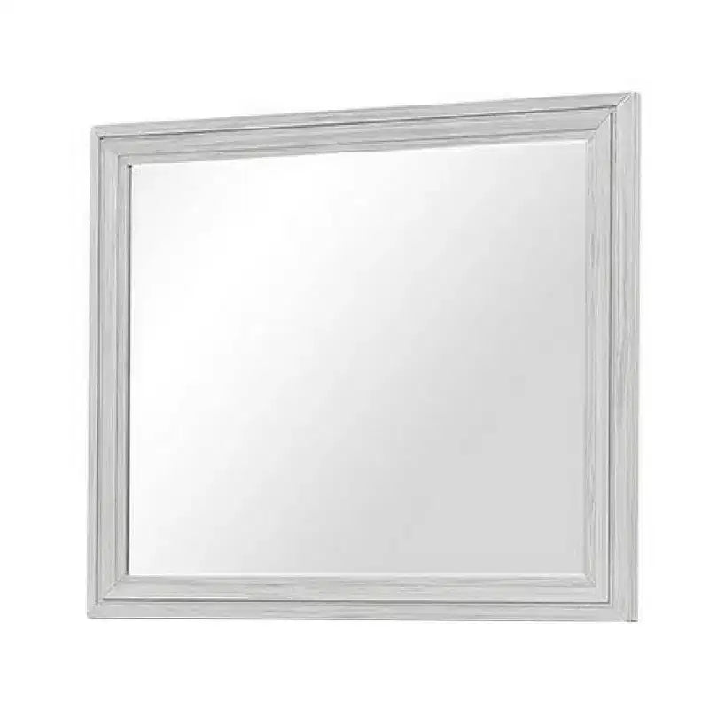 Miroir mural rectangulaire rustique blanc, verre biseauté