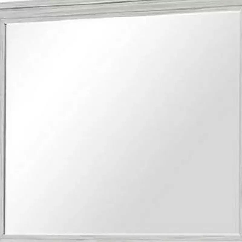 Miroir mural rectangulaire rustique blanc, verre biseauté