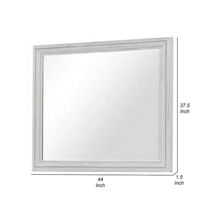 Miroir mural rectangulaire rustique blanc, verre biseauté