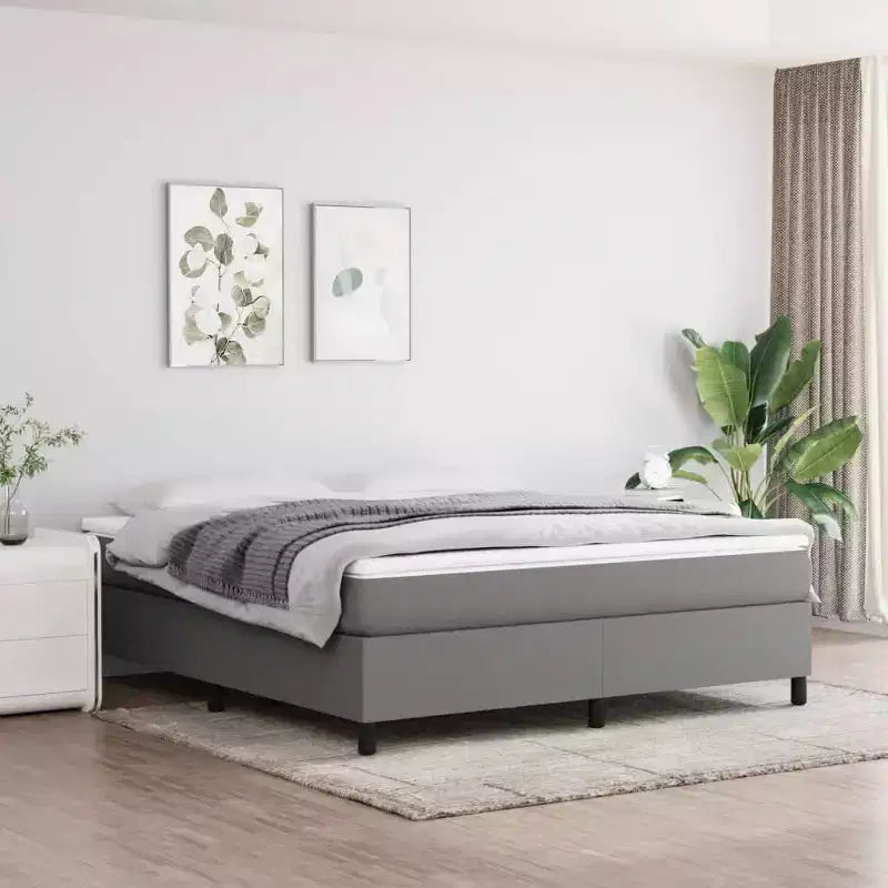 Bed Frame Dark Gray Fabric (100% polyester), Plywood, Engineered wood