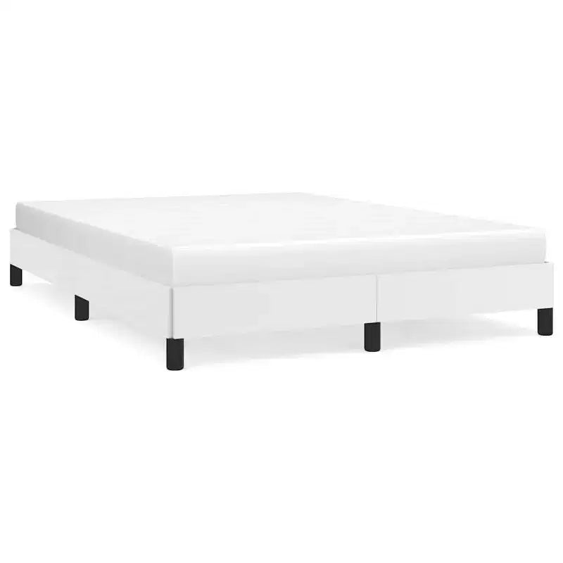 Cadre de lit plateforme complet en similicuir blanc, 2 places