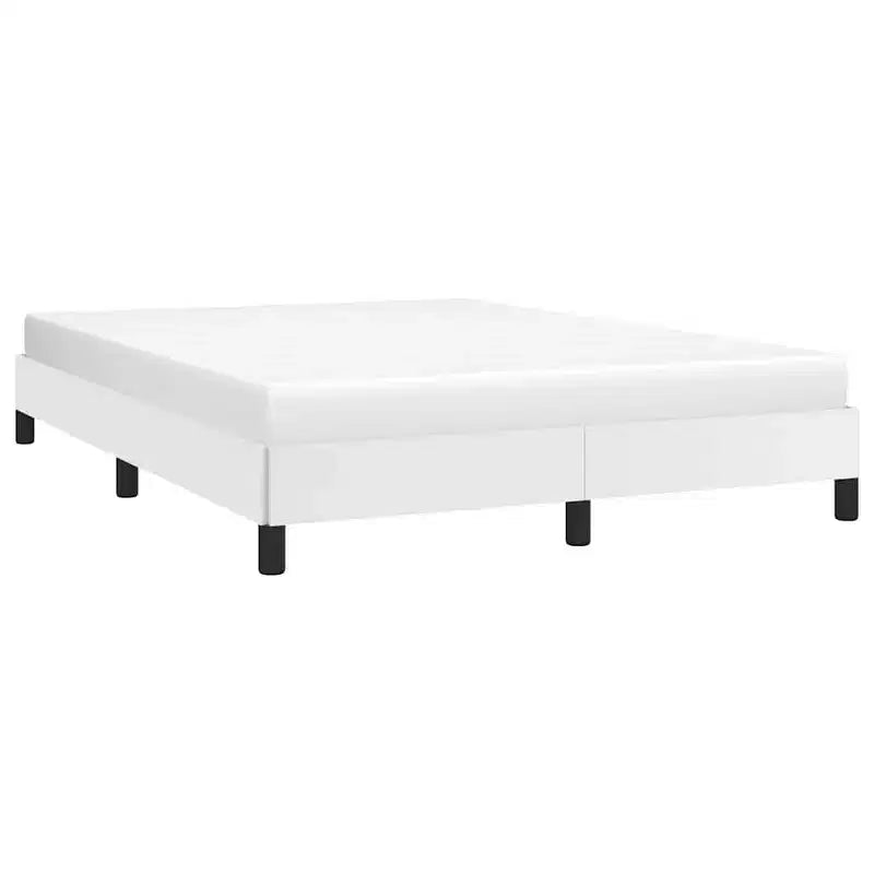 Cadre de lit plateforme complet en similicuir blanc, 2 places