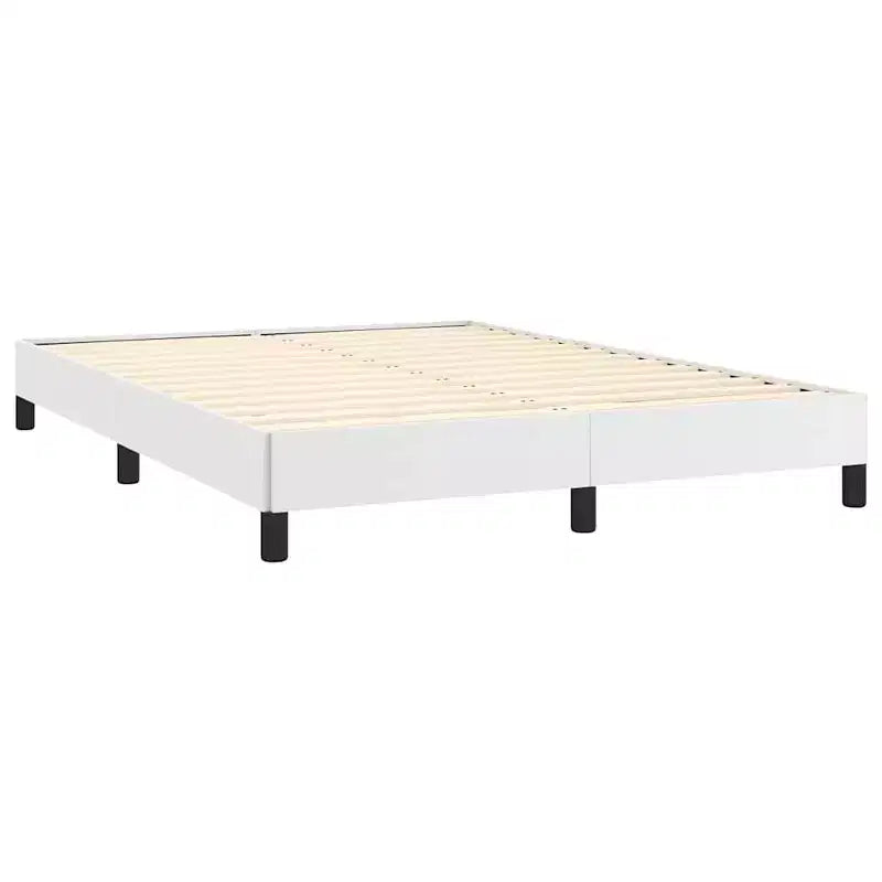 Cadre de lit plateforme complet en similicuir blanc, 2 places