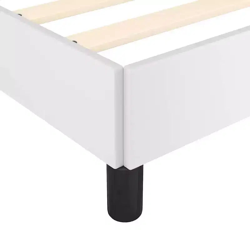 Cadre de lit plateforme complet en similicuir blanc, 2 places