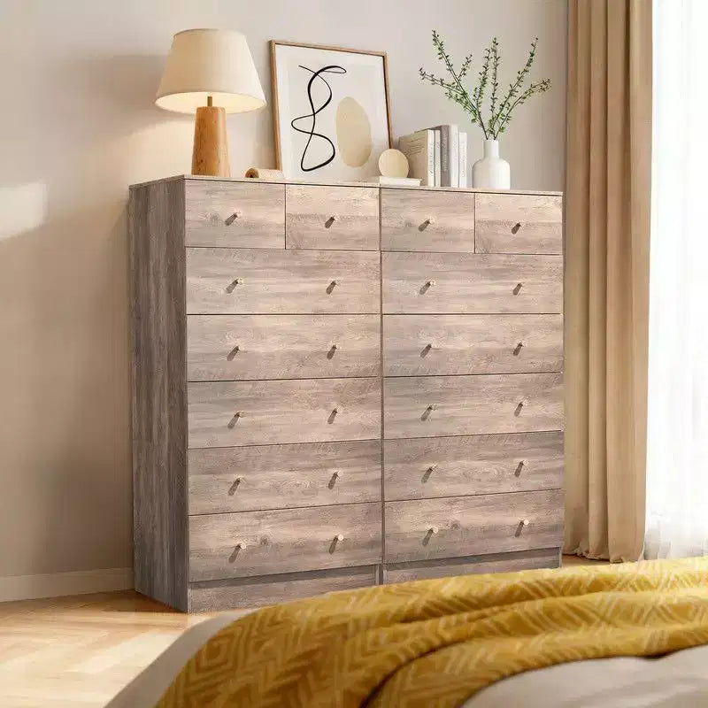 Commode grise à 7 tiroirs, chiffonnier individuel