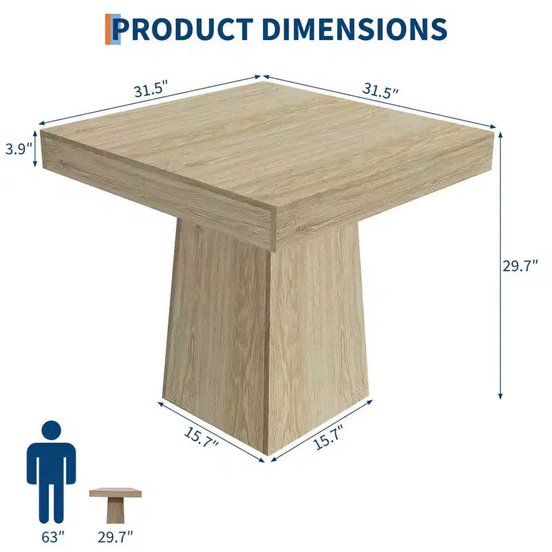 Table de salle à manger carrée en bois noir/noyer pour 4 personnes, pied central