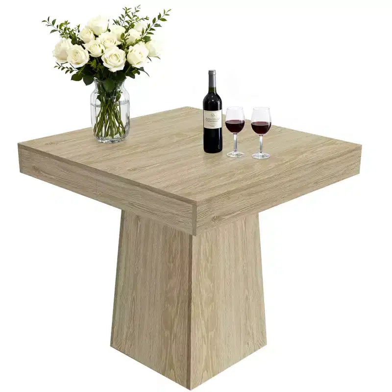 Table de salle à manger carrée en bois noir/noyer pour 4 personnes, pied central