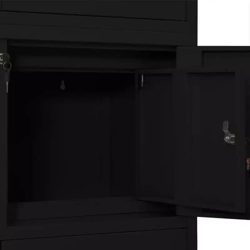 Classeur métallique avec étagères, 4 portes, verrouillable – Anthracite / Noir / Gris clair / Blanc