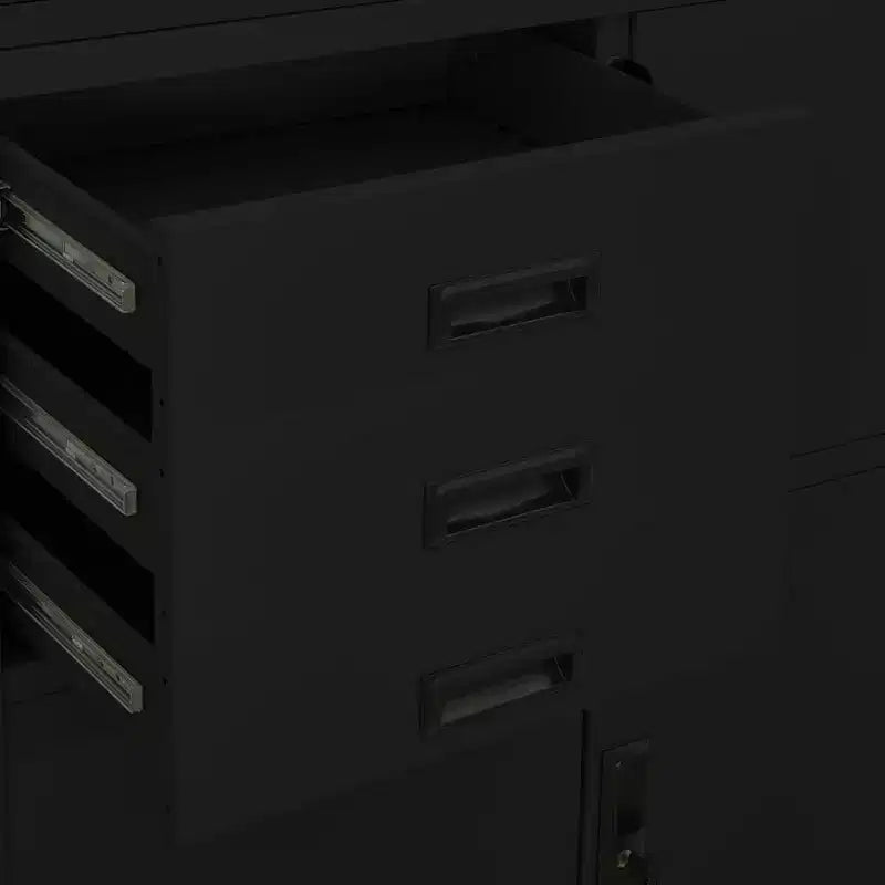 Classeur métallique avec étagères, 4 portes, verrouillable – Anthracite / Noir / Gris clair / Blanc