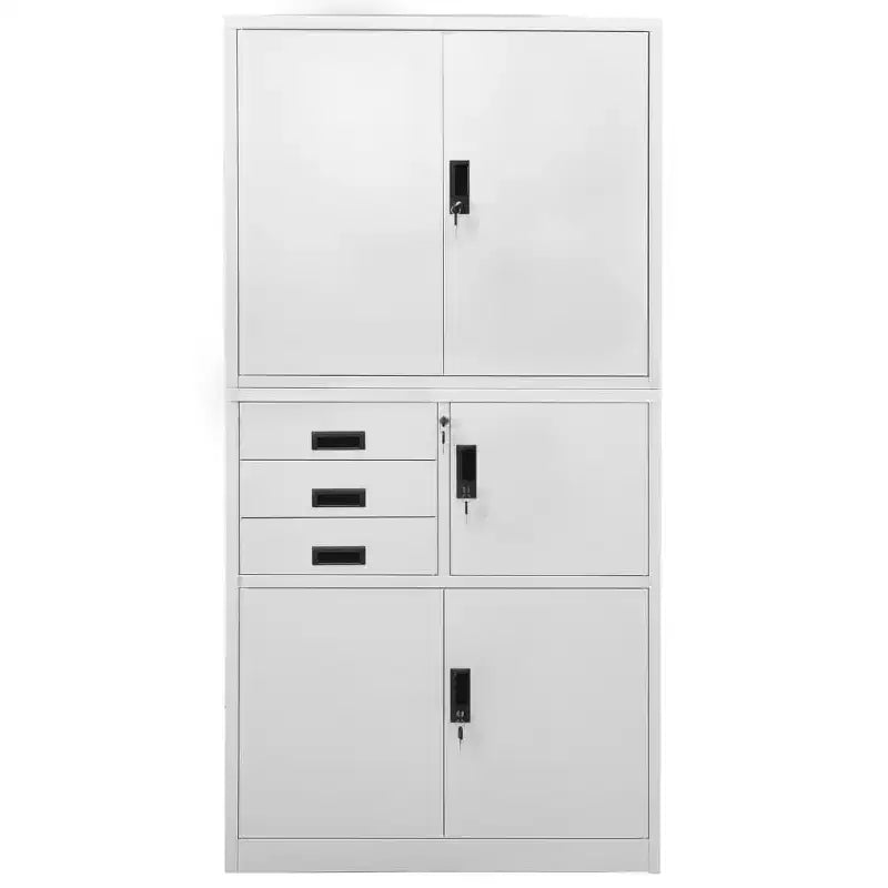 Classeur métallique avec étagères, 4 portes, verrouillable – Anthracite / Noir / Gris clair / Blanc