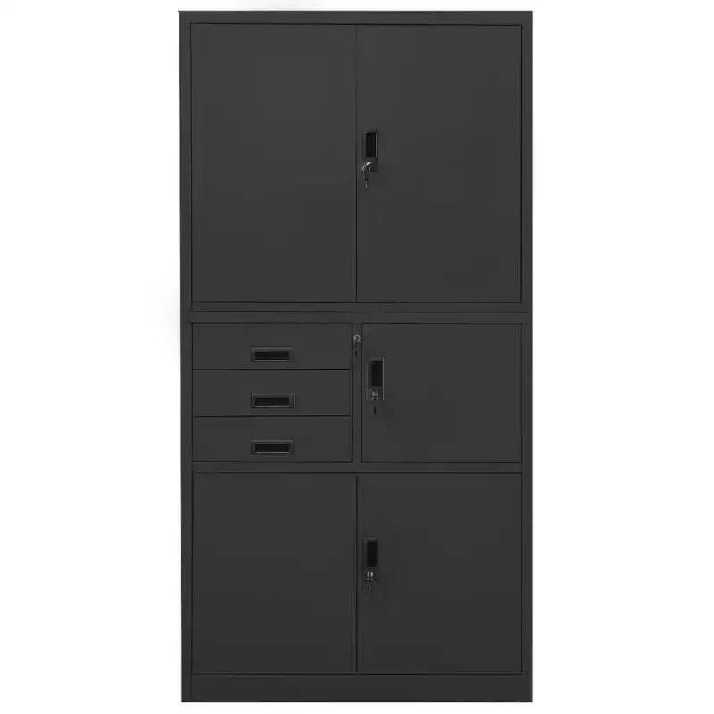 Classeur métallique avec étagères, 4 portes, verrouillable – Anthracite / Noir / Gris clair / Blanc