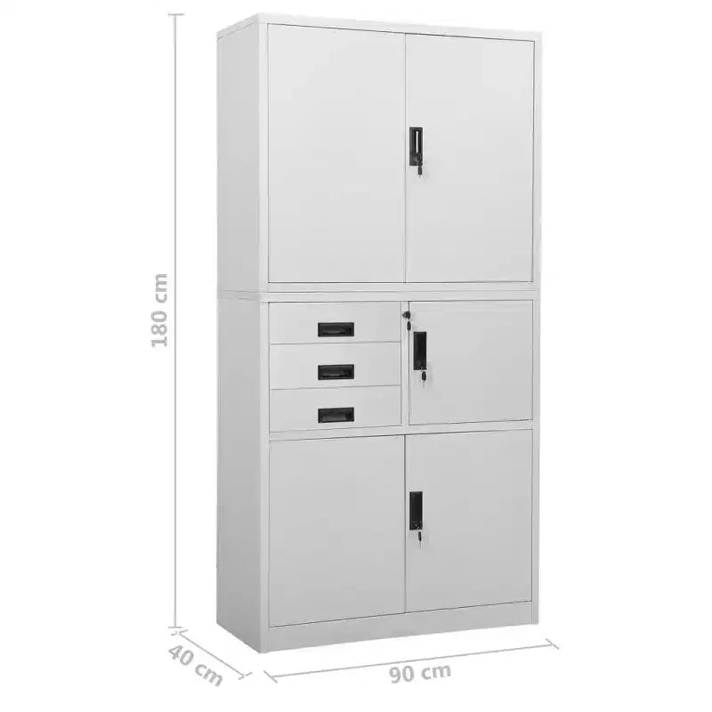 Classeur métallique avec étagères, 4 portes, verrouillable – Anthracite / Noir / Gris clair / Blanc