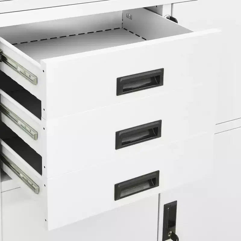 Classeur métallique avec étagères, 4 portes, verrouillable – Anthracite / Noir / Gris clair / Blanc