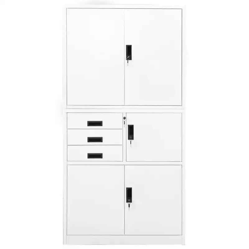 Classeur métallique avec étagères, 4 portes, verrouillable – Anthracite / Noir / Gris clair / Blanc